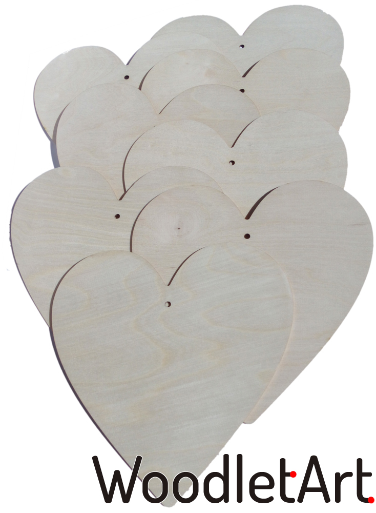 Serca drewniane duże do nadruków i decoupage